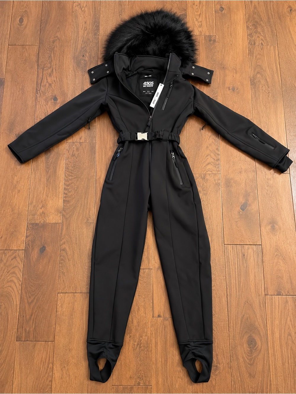 ASOS Black Faux-Fur Trim Ski Jumpsuit